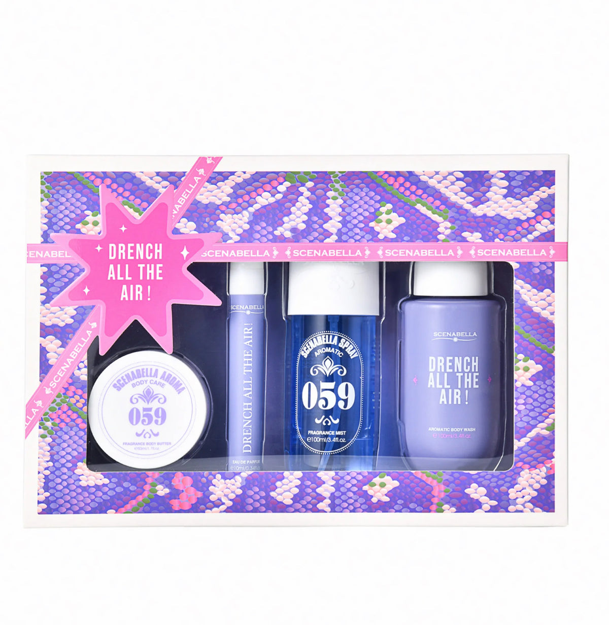 059 Drench All The Air – Cofanetto Corpo 4 Pezzi: Burro Corpo 50 ml + Profumo 10 ml + Body Mist 100 ml + Bagnoschiuma 100 ml