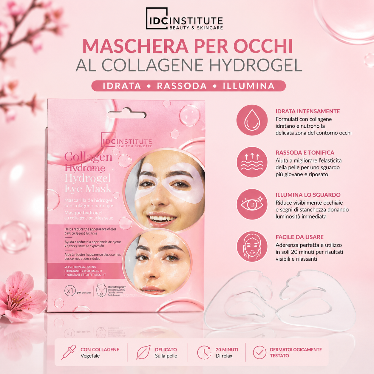 IDC Institute Maschera Occhi Collagene Hydrogel – Patch Idratanti Anti Occhiaie