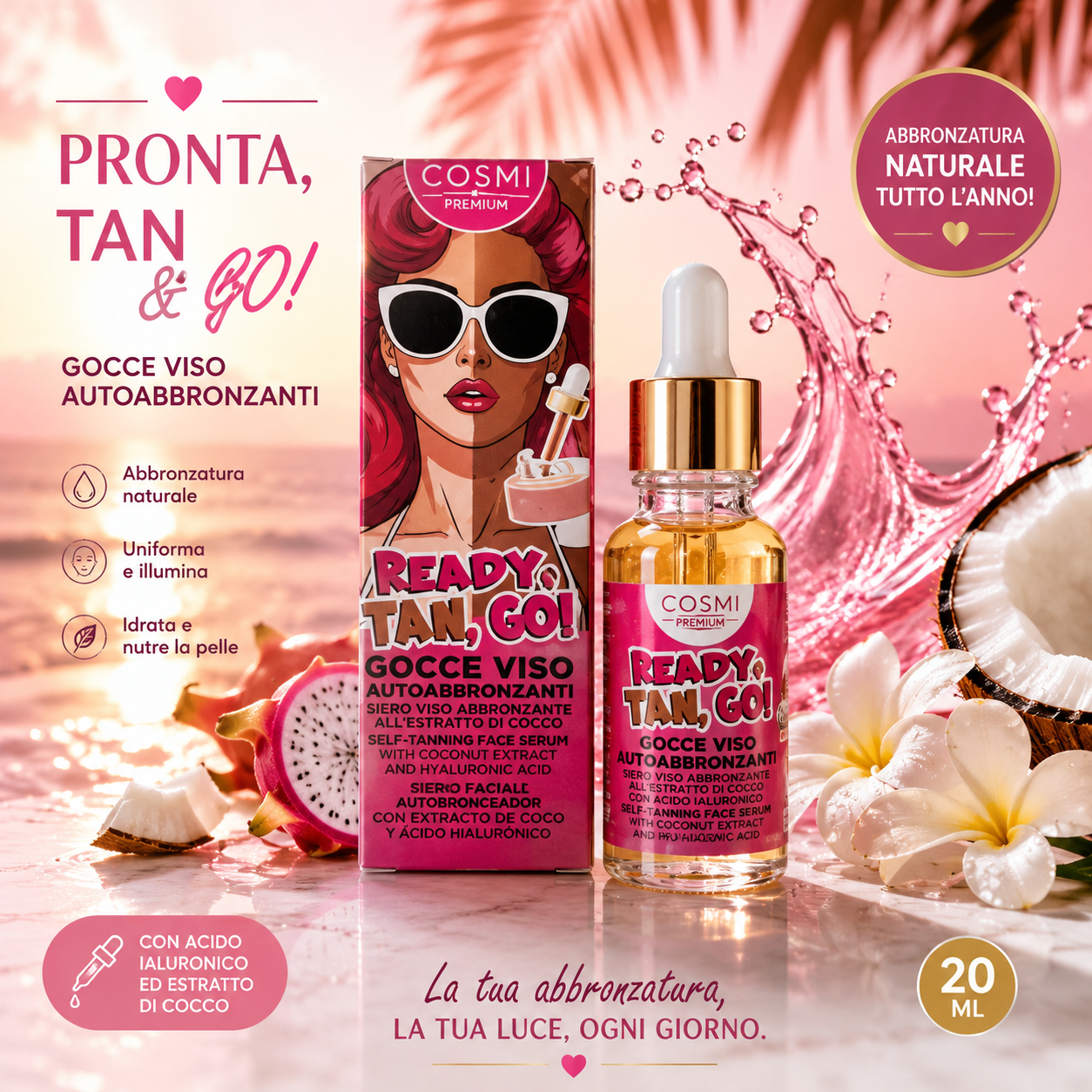 Ready Tan Go Gocce Autoabbronzanti Viso e Corpo Effetto Naturale