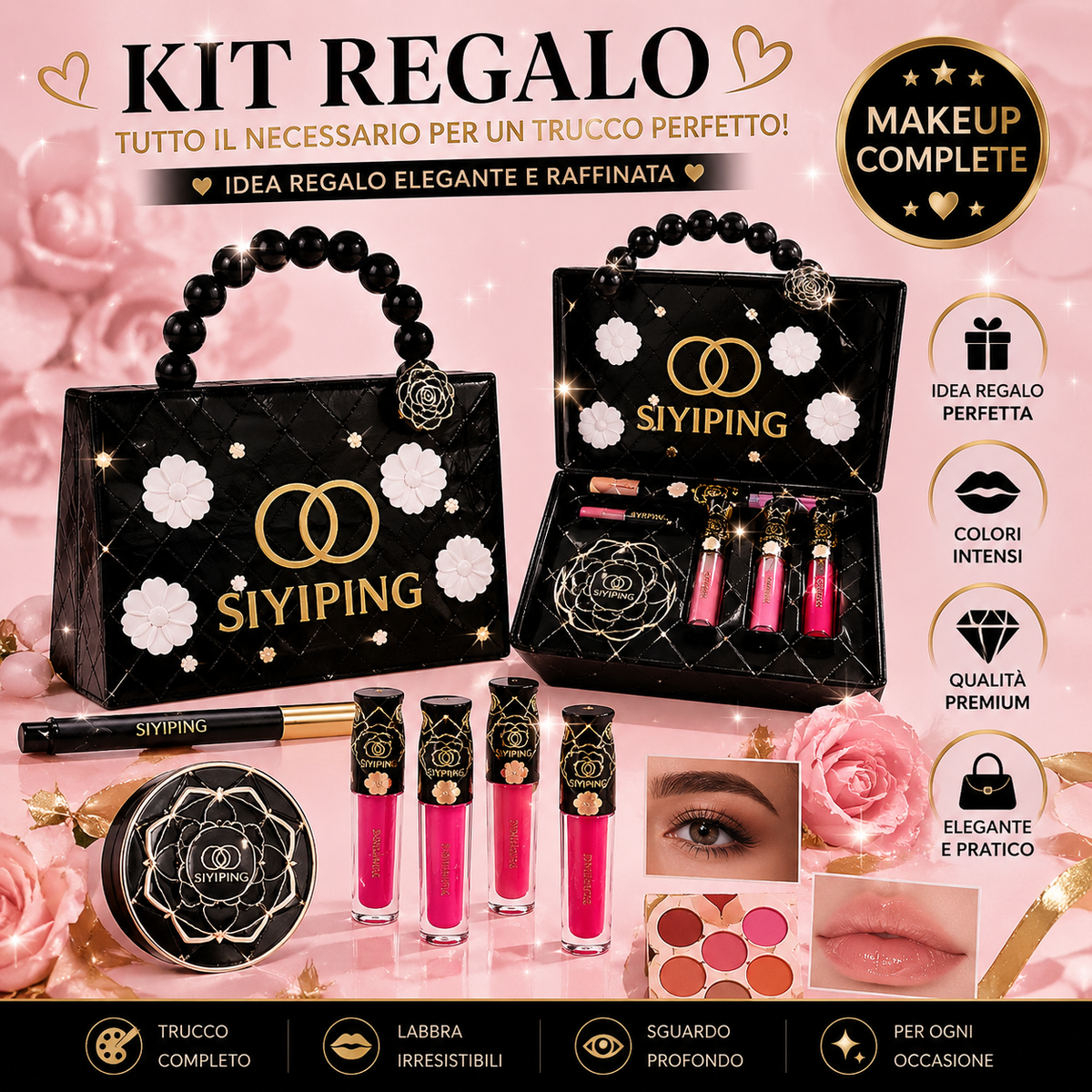 Siyiping Kit Makeup Completo – Borsetta Regalo con Trucco Viso, Occhi e Labbra