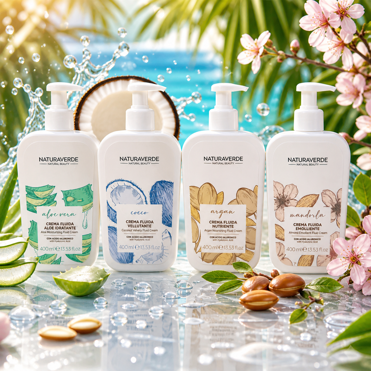 Creme Corpo Naturaverde 400ml 🧴✨ Idratanti Aloe, Cocco, Argan e Mandorla Pelle Morbida