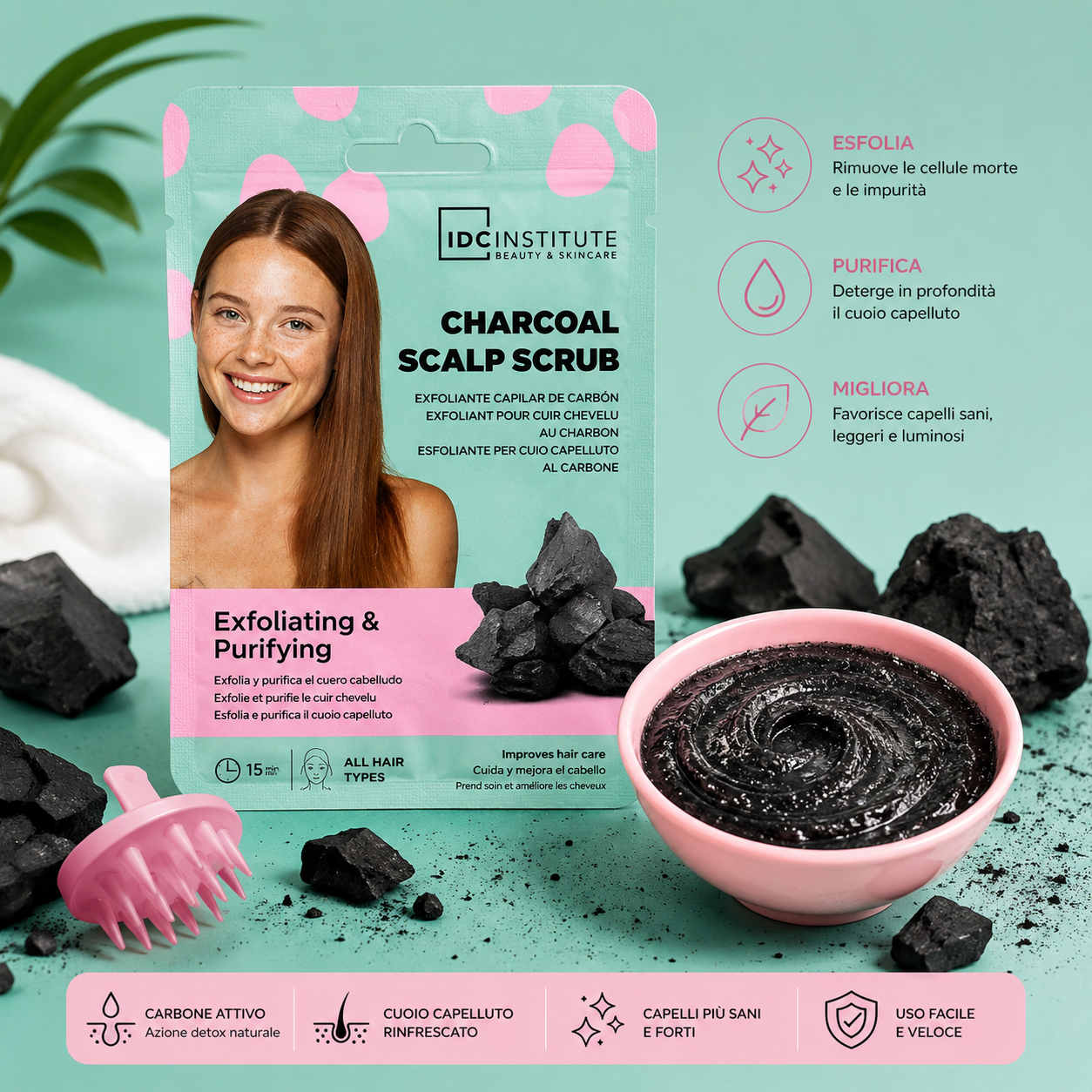 IDC Institute Charcoal Scalp Scrub – Scrub Purificante al Carbone per Cuoio Capelluto