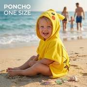 Poncho Telo Mare Bimbo con Cappuccio PIKACHU – Taglia Unica (Microfibra)