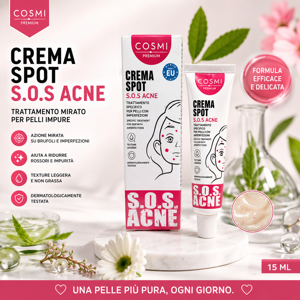 Crema Spot SOS Acne Trattamento Mirato Imperfezioni 15ml