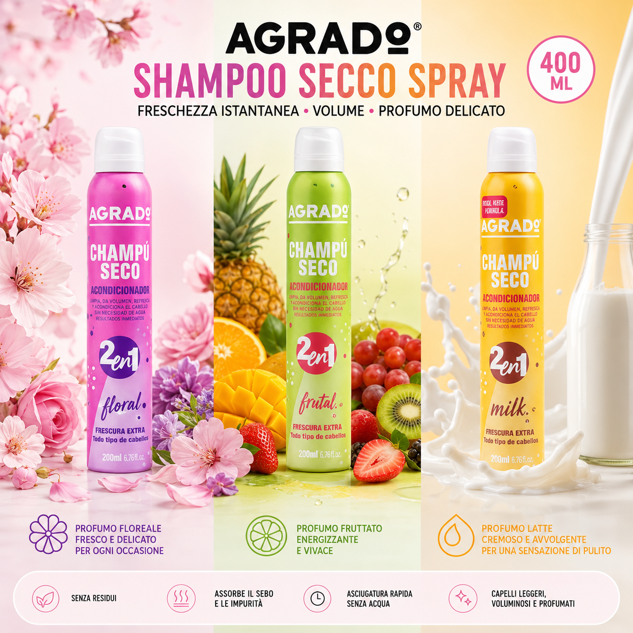 AGRADO Shampoo Secco Spray 400 ML
