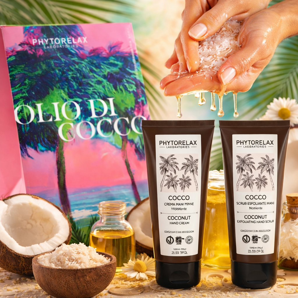 Phytorelax Olio di Cocco Set Mani – Crema Mani Nutriente + Scrub Esfoliante Idratante