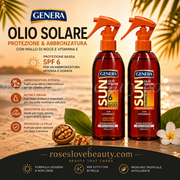 Genera Olio Solare SPF6 + Tropical 150ml Spray Abbronzante con Mallo di Noce | roseslovebeauty.com