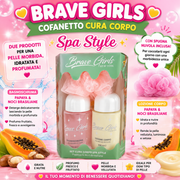 BRAVE GIRLS spa cura corpo bagnoschiuma spugna + lozione corpo papaya & noci brasiliane