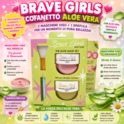 BRAVE GIRLS MASCHERE VISO ALOE VERA E ARGILLA ROSA + PENNELLO