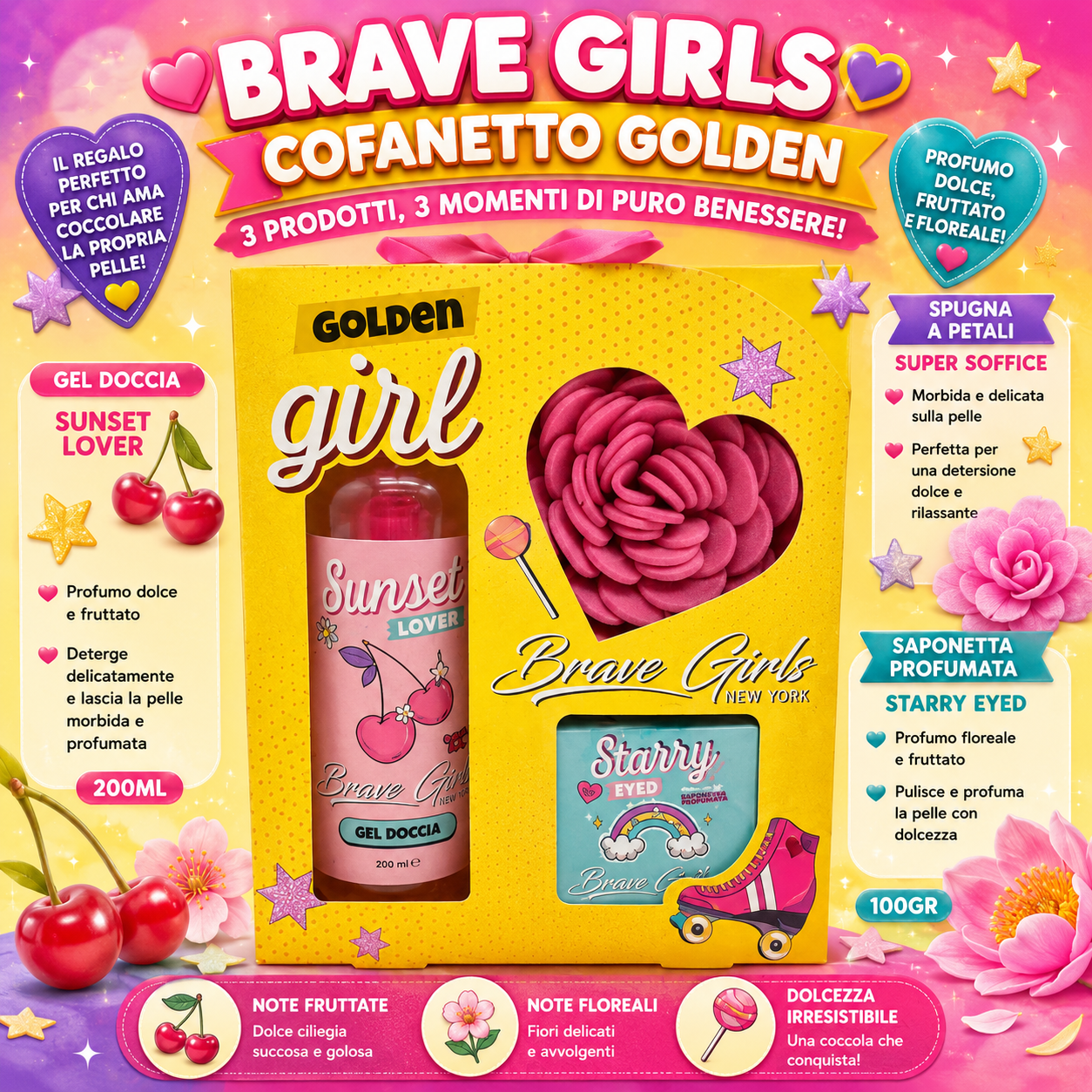 BRAVE GIRLS BAGNOSCHIUMA+PETALI DI ROSA+SAPONETTA