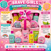 BRAVE GIRLS VALIGETTA con prodotti(gel doccia+spugna+bagnoschiuma+crema mani+scrub  corpo)