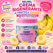 MilMil Crema Rigenerante Capelli Banana 1000ml – Impacco Nutriente Ammorbidente per Tutti i Tipi di Capelli