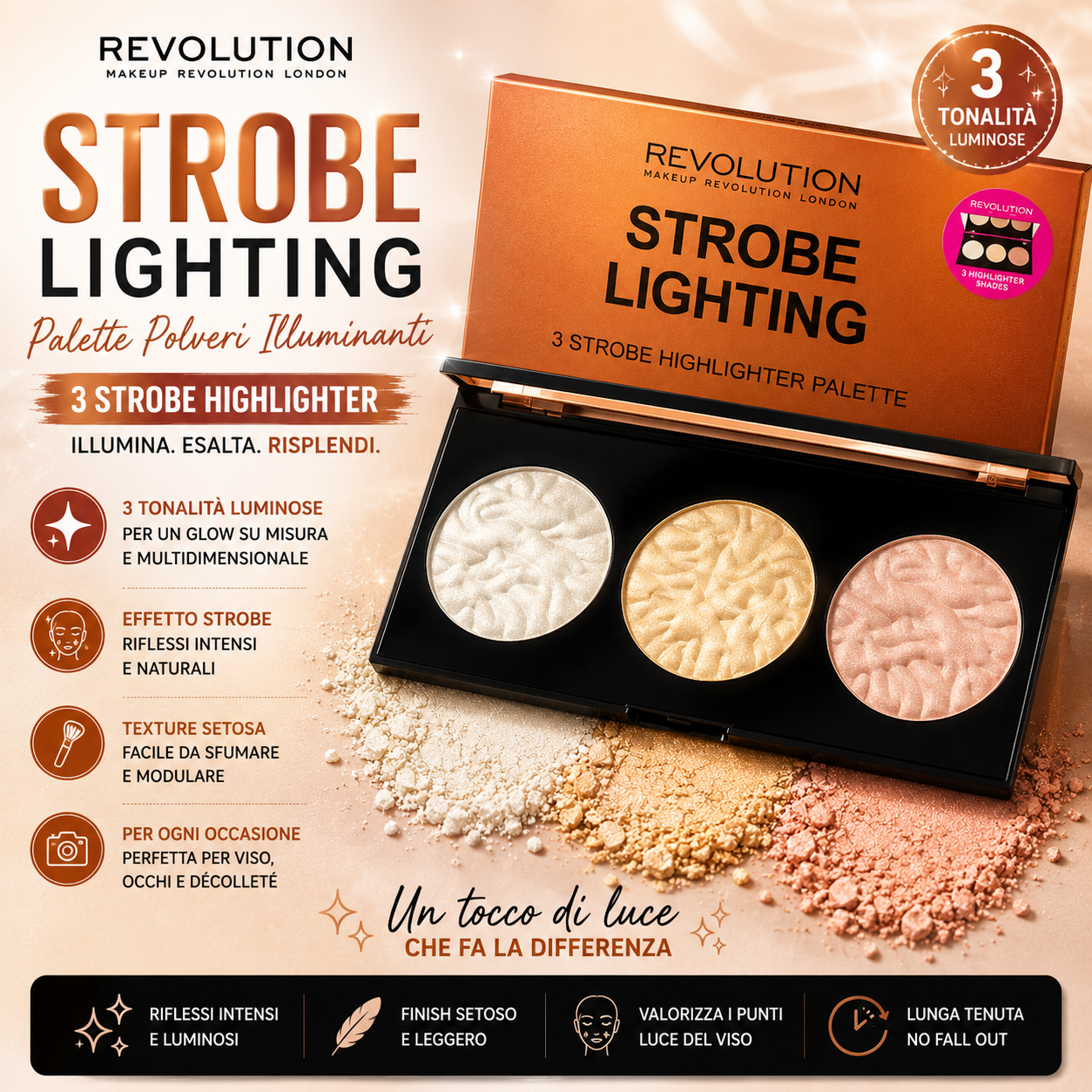 Revolution Strobe Lighting – Palette Illuminanti Glow 3 Tonalità ✨