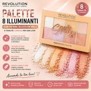Revolution Palette 8 Illuminanti – Highlighter Glow Multiuso ✨
