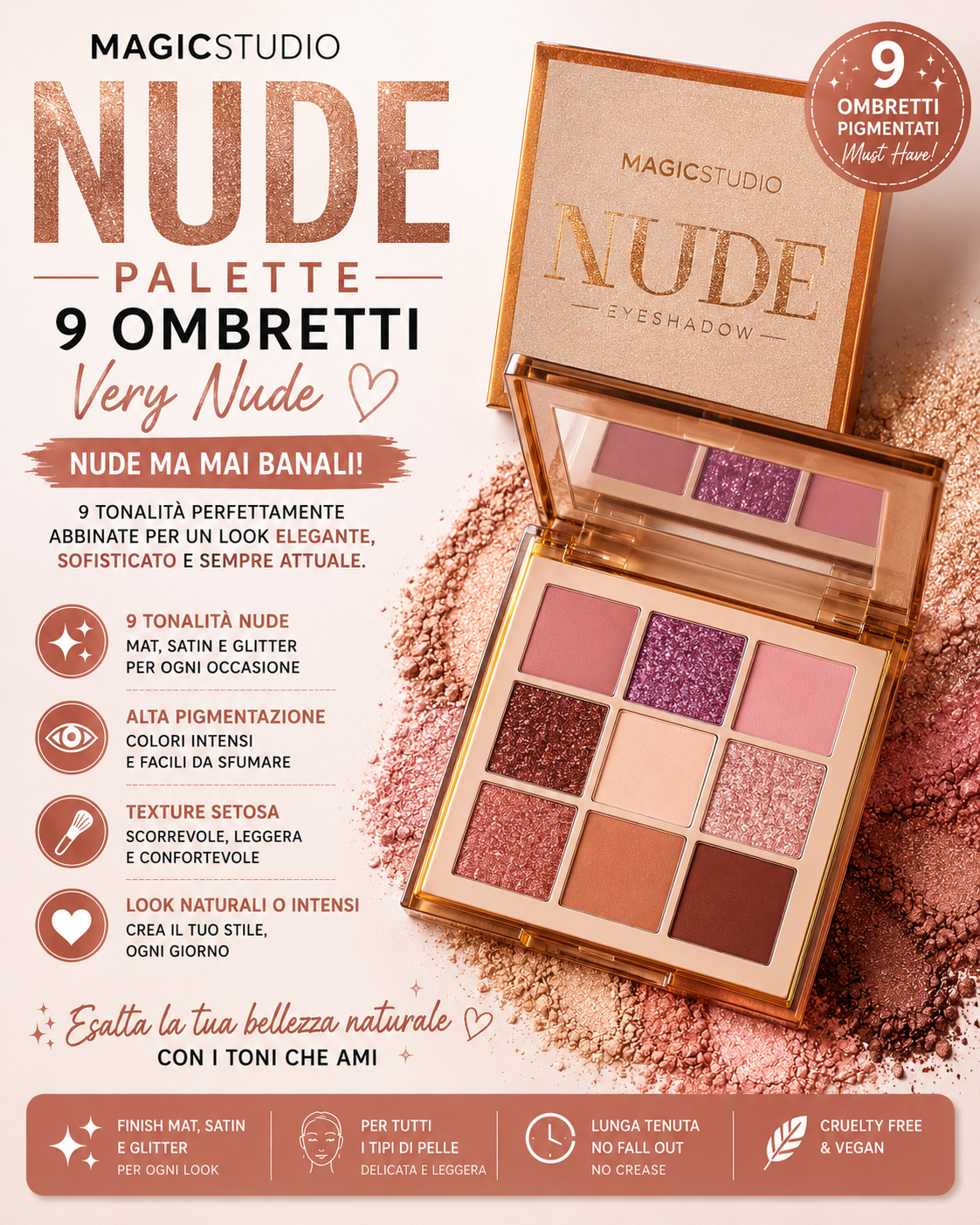 Magic Studio Nude Very Nude – Palette 9 Ombretti Nude Glam ✨