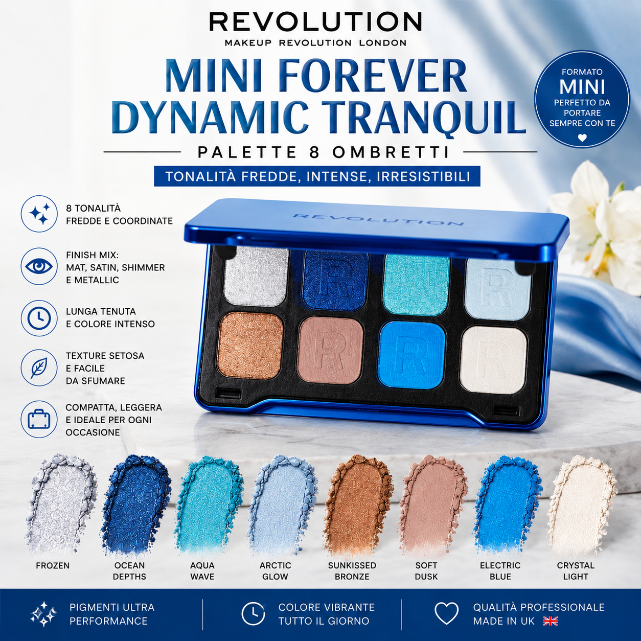 Revolution Mini Forever Dynamic Tranquil Palette 8 Ombretti