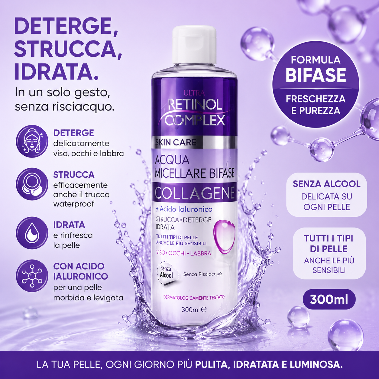 Ultra Retinol Complex Acqua Micellare Bifase Collagene 300ml 💜💧