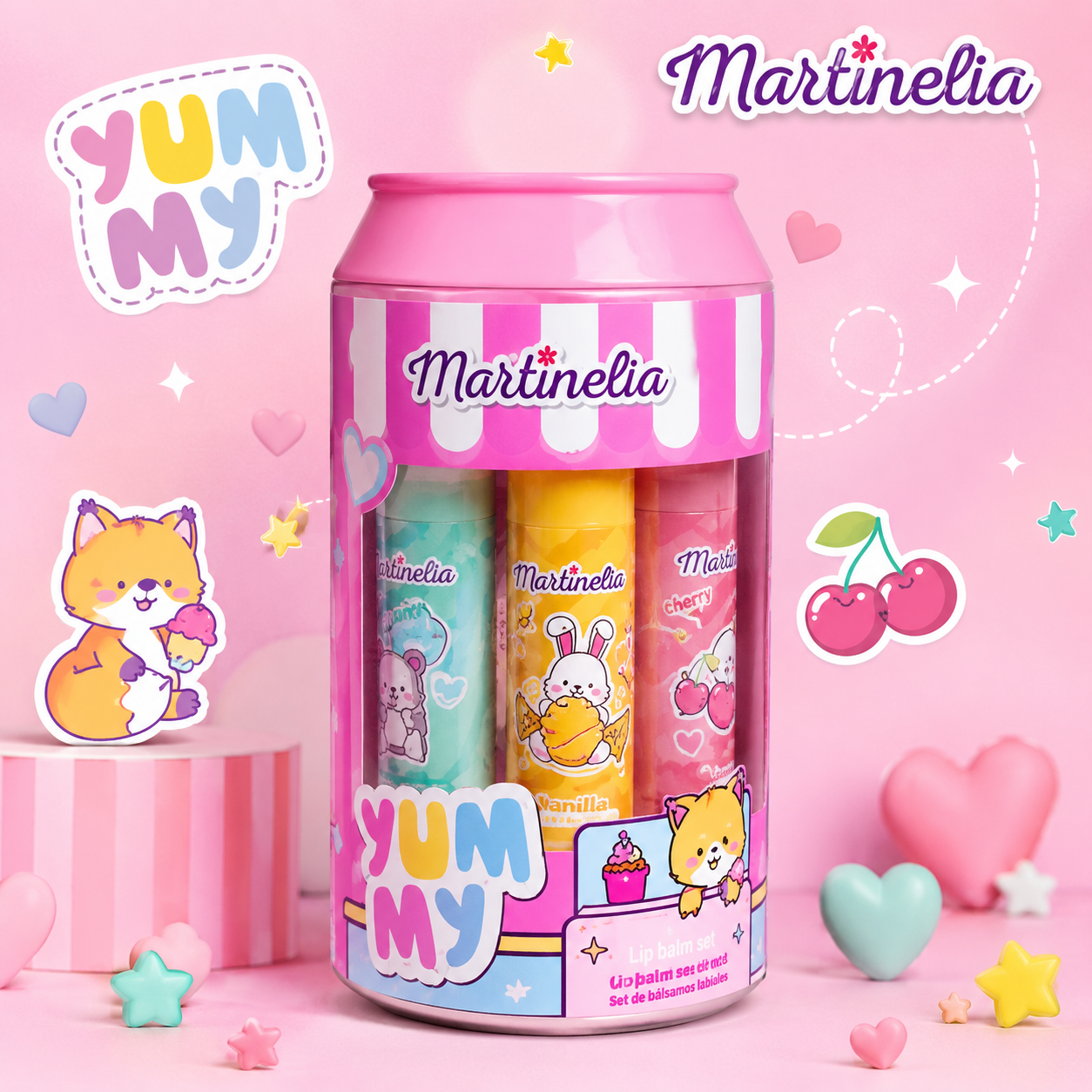 Martinelia Yummy Lip Balm Can Trio 3 Balsami Labbra 2G – Set Regalo Bambina Kawaii